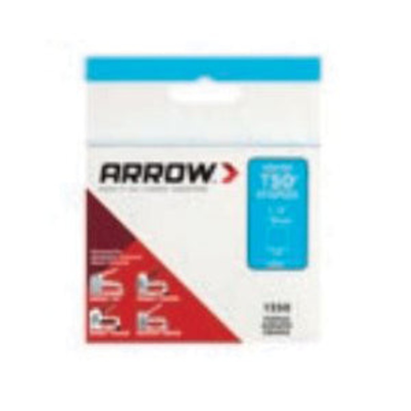 ARROW 50824 Construction Stapler, 18 ga, Flat Crown, 3/8 in Crown, 1/2 in L Leg, Steel