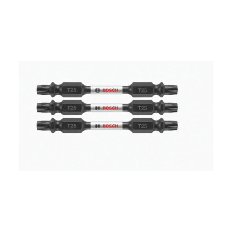 BOSCH ITDET252503 3-Piece Power Bit, Torx Point, #25 Point, 2-1/2 in OAL, 1/4 in Shank, Double End
