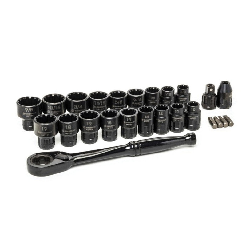 CRESCENT Pass-Thru X6 CX6PT25 Mechanic's Tool Set, 3/8 in Drive, System of Measurement: Imperial, Metric, 25 -Piece