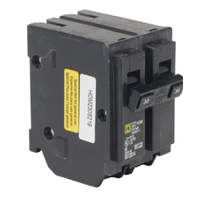 Square D HOM230CP Circuit Breaker, 120/240 VAC, 30 A, 10 kA Interrupt, 2 -Pole, Fixed Trip