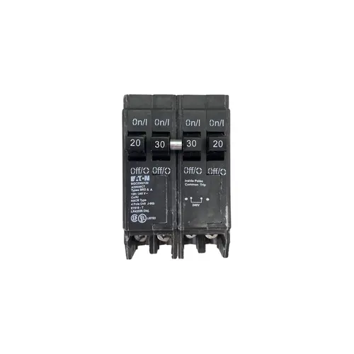 Eaton BQC2302120 BR 1-30 Amp 2 Pole and 2-20 Amp 1 Pole BQC (Common Trip) Quad Circuit Breaker Black