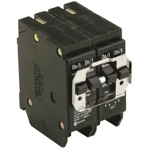 Eaton BQC230240 BR 1-30 Amp 2 Pole and 1-40 Amp 2 Pole BQC (Common Trip) Quad Circuit Breaker Black