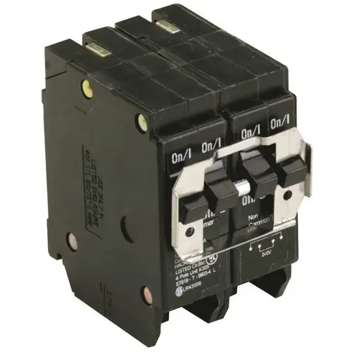 Eaton BQC230250 BR 1-30 Amp 2 Pole and 1-50 Amp 2 Pole BQC (Common Trip) Quad Circuit Breaker Black