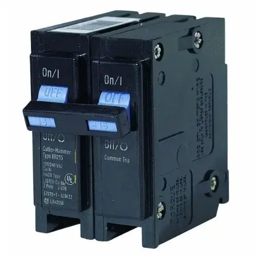 Eaton BR2100 Circuit Breaker, Mini, Type BR, 100 A, 2 -Pole, 120/240 V, Plug Mounting Black