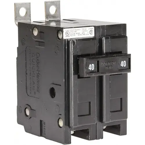 Eaton Corp Cutler Hammer BAB2040 40 Amp, 120/240 VAC, 24 VDC, 48 VDC, 80 VDC, 2 Pole, Bolt On Miniature Circuit Breaker