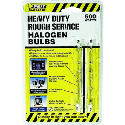 Feit Electric BPQ500T3/CL/RS/2 Halogen Bulb, 500 W, R7 Lamp Base, J T3 Lamp, 3000 K Color Temp, 4000 hr Average Life - pack of 2