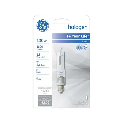 GE 19383 Halogen Bulb 100 W T4 Specialty 1,600 lm White Clear