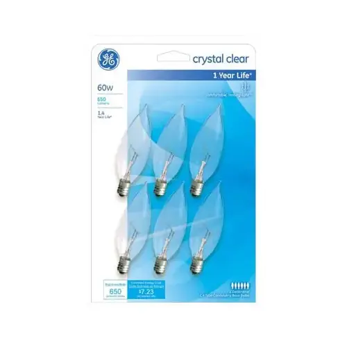 GE 75226-XCP5 LED Bulb CA10 E12 (Candelabra) Soft White 60 Watt Equivalence Clear - pack of 5
