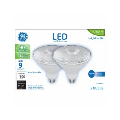 GE 93129298 LED Bulb PAR38 E26 (Medium) Warm White 90 Watt Equivalence Clear Pair