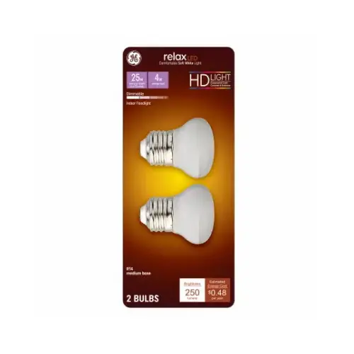 GE Lighting 46960 LED Light Bulb, R14 Shape, Medium Base, 250 Lumens, 4 Watts Pair