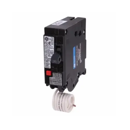 GE THQL1120DFP Circuit Breaker, AFCI, Dual Function, GFCI, 20 A, 1 -Pole, 120/240 VAC, Plug Mounting