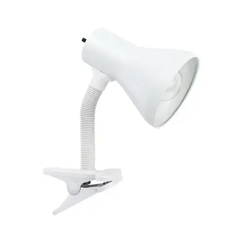 Globe Electric 12718 LED Goose Neck Clip Lamp, White, 10.25-In.