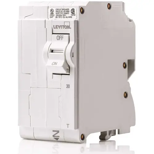 Leviton R00-LB230-0TR 30 Amp 2-Pole Plug-On Standard Branch Circuit Breaker 120/240 VAC