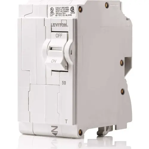 Leviton R00-LB250-0TR 50 Amp 2-Pole Plug-On Standard Branch Circuit Breaker 120/240 VAC