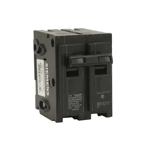 Siemens Q215 Circuit Breaker, 15 A, 2 -Pole, 120/240 V, Plug Mounting