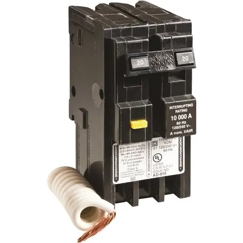 Square D HOM220GFIC Homeline 20 Amp 2-Pole GFCI Circuit Breaker - Clear Packaging