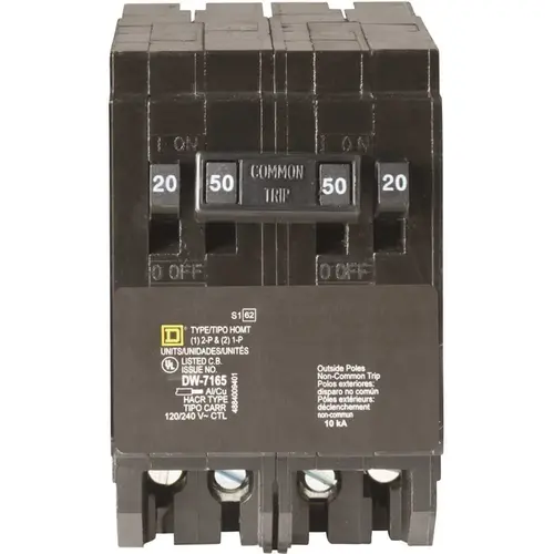 Square D HOMT2020250CP Homeline 2-20 Amp Single-Pole 1-50 Amp 2-Pole Quad Tandem Circuit Breaker