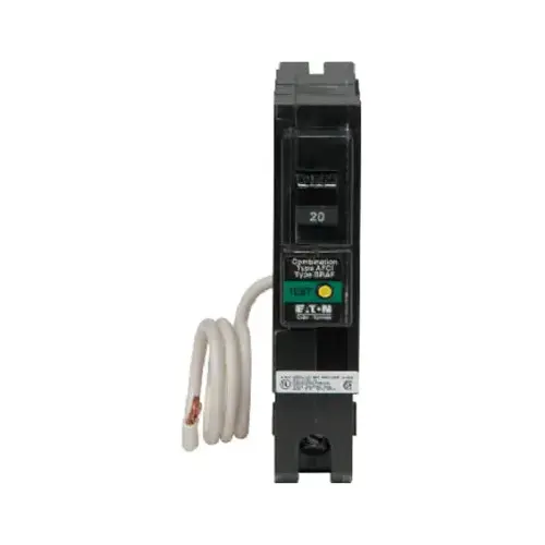 Eaton BRN120AF Circuit Breaker, Type BR, 20 A, 1 -Pole, 120/240 V, Instantaneous, Long Time Trip, Pigtail Mounting
