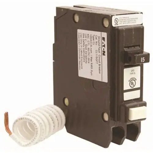 Eaton CL115GFT CL 15 Amp Single-Pole Self Test Ground Fault Circuit Breaker Black