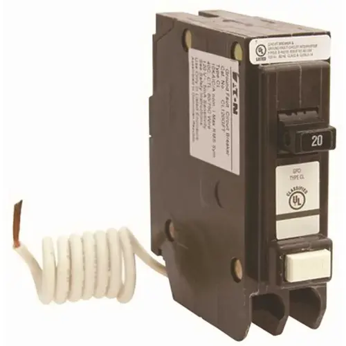 Eaton CL120GFT CL 20 Amp Single-Pole Self Test Ground Fault Circuit Breaker Black