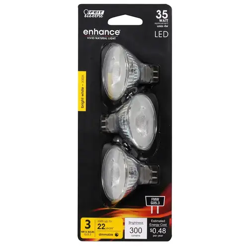 Feit Electric BPFMW/930CA/3 LED Bulb Enhance MR16 GU5.3 Bright White 35 W Frosted
