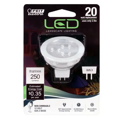 Feit Electric BPLVBAB/830CA LED Bulb MR16 GU5.3 Warm White 20 Watt Equivalence Clear