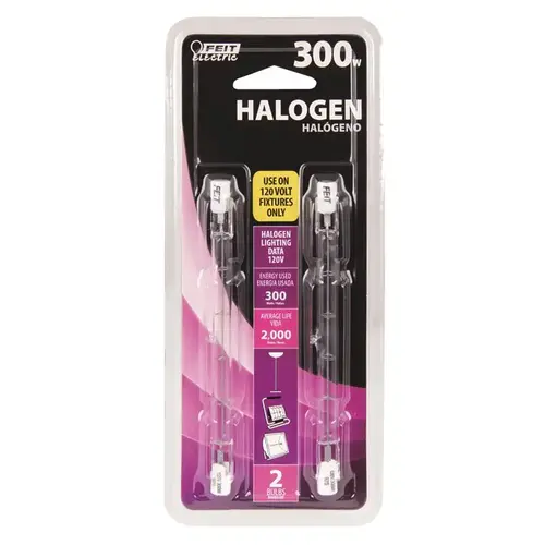 Feit Electric BPQ300T3/CL/2/TRP Halogen Bulb 300 W T3 Tubular 4500 lm Warm White Clear