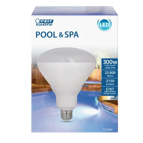 Feit Electric R402150CALED12 R40/2150/865/LED Pool and Spa LED Bulb, Flood, Spotlight, BR40 Lamp, E26 Lamp Base, 6500 K Color Temp Daylight