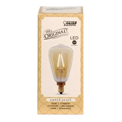 Feit Electric ST15C/VG/LED LED Bulb ST15 E12 (Candelabra) Amber Soft White 25 W Clear