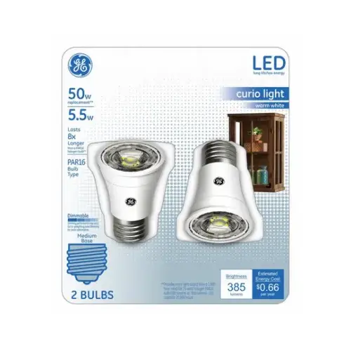 GE 14038 LED Light Bulb PAR16 E26 (Medium) Warm White 50 Watt Equivalence Frosted