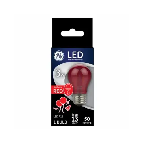 GE 93116635 LED Bulb A15 E26 (Medium) Red 40 Watt Equivalence Clear