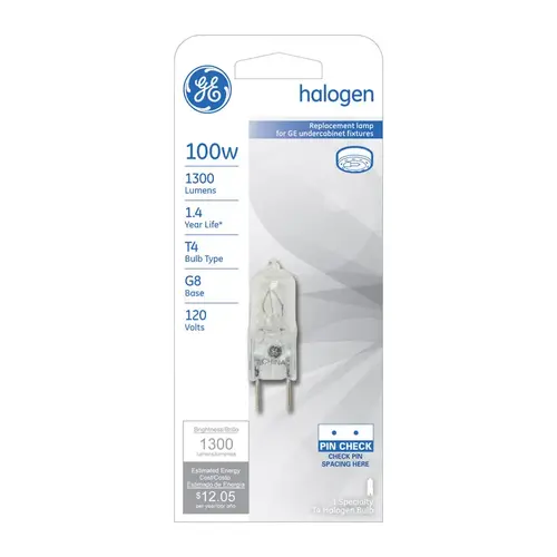 GE 97667 Halogen Bulb Edison 100 W T4 Specialty 1,300 lm Daylight Clear