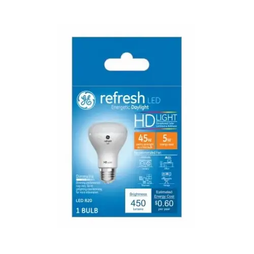 GE Lighting 45546 LED Refresh HD Bulb, R20, Daylight, 450 Lumens, 5-Watt