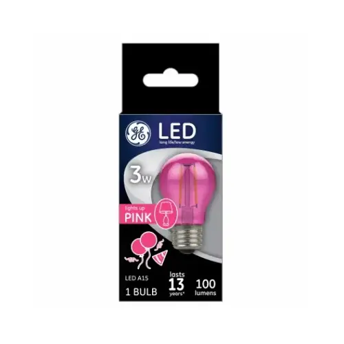 GE Lighting 93116859-XCP4 LED Party Light Bulb, A15, Pink, Soft White, 100 Lumens, 3-Watt - pack of 4