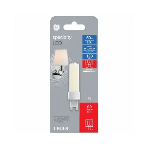 GE Lighting 93129028 LED Bulb, Specialty, T4 Lamp, G9 Lamp Base, Dimmable, Soft White Light, 3000 K Color Temp