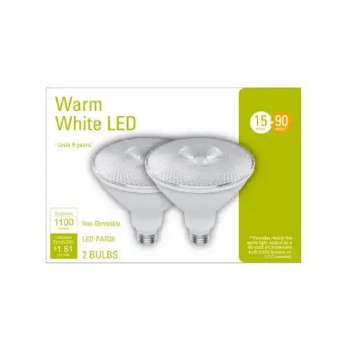 GE Lighting 93129303 LED Outdoor Flood Light Bulbs, Warm White, Clear, 1200 Lumens, 15-Watts Pair