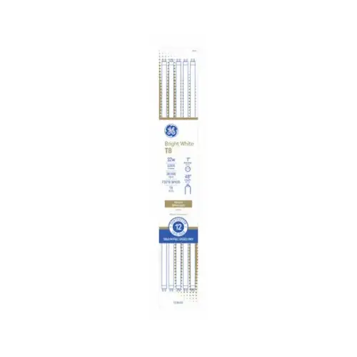 GE Lighting 93130595 Fluorescent Light Bulbs, 32 Watts, T8, 4 Ft - pack of 12