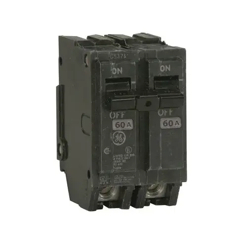 General Electric THQL2160 Feeder Circuit Breaker, Type THQL, 60 A, 2 -Pole, 120/240 V, Plug Mounting Black