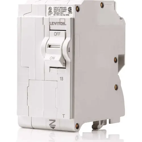 Leviton R00-LB215-0TR 15 Amp 2-Pole Plug-On Standard Branch Circuit Breaker 120/240 VAC