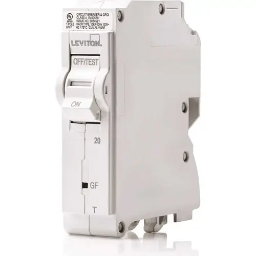 Leviton R03-LB120-GFR 20 Amp 1-Pole Plug-On GFCI Branch Circuit Breaker 120 VAC