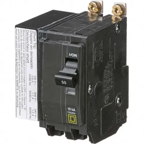 Square D QOB2501021 50 Amp, 240 VAC, 2 Pole, Bolt On Miniature Circuit Breaker