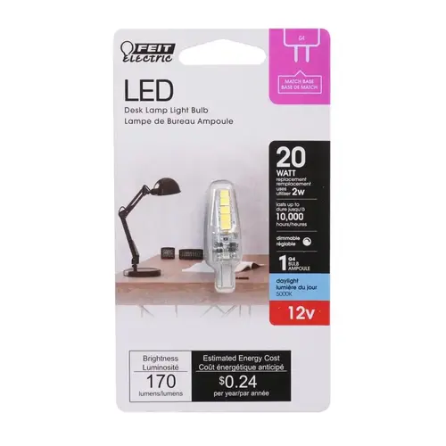 Feit Electric BP20G4/850/LED LED Bulb T4 G4 Daylight 20 Watt Equivalence Clear