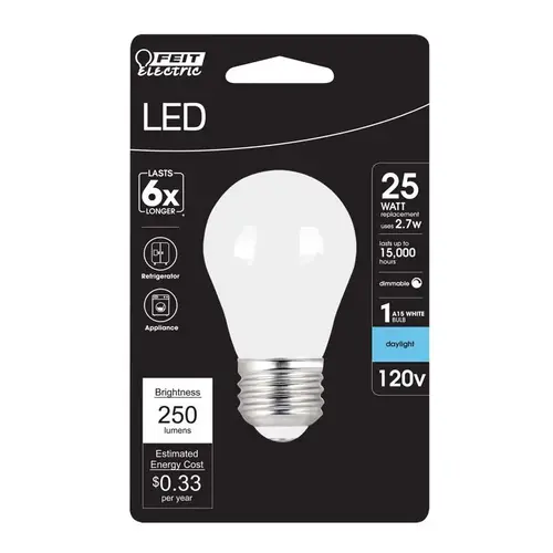 Feit Electric BPA1525W950CAFI-XCP6 LED Bulb A15 E26 (Medium) Daylight 25 Watt Equivalence Frosted - pack of 6