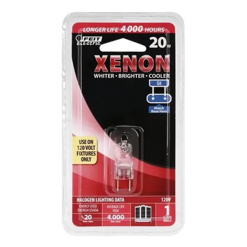 Feit Electric BPXN20/G8 Halogen Xenon Bulb 20 W JCD Specialty 180 lm Bright White Clear