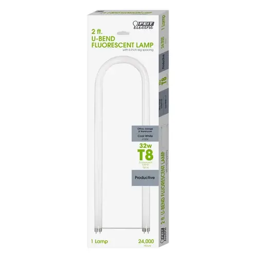 Feit Electric F32T8/841/U6-XCP6 Fluorescent Bulb 32 W T8 6" D X 24" L Cool White U-Bend 4100 K Clear - pack of 6