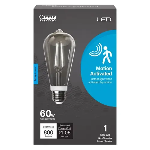 Feit Electric ST19C950CAMFILD LED Motion Activated Bulb ST19 E26 (Medium) Daylight 60 Watt Equivalence Clear