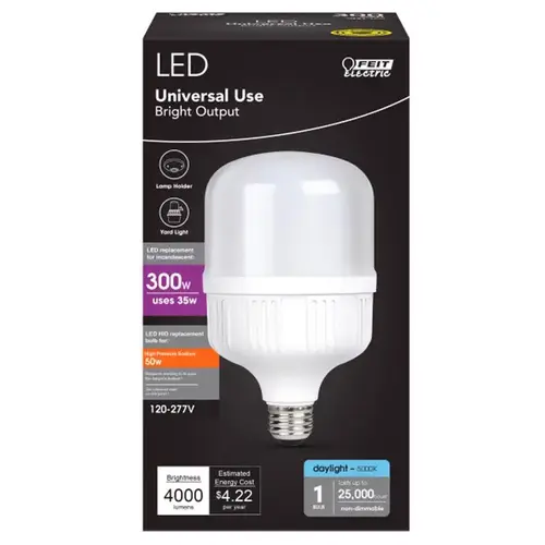 Feit T10040005KLEDHD LED Bulb T100 E26 (Medium) Daylight 300 Watt Equivalence White