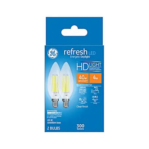 GE 31741 LED Bulb Refresh BC E12 (Candelabra) Daylight 40 W Clear Pair