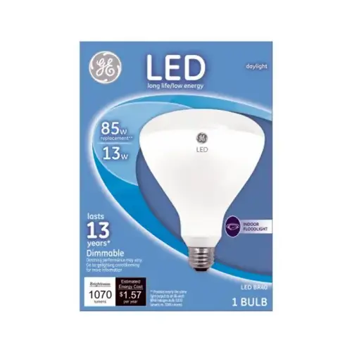 GE 35316 LED Floodlight Bulb BR40 E26 (Medium) Daylight 85 Watt Equivalence White