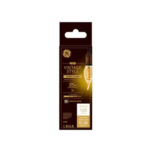 GE 36494 Filament LED Bulb CAM E26 (Medium) Amber Warm White 25 W Transparent Amber